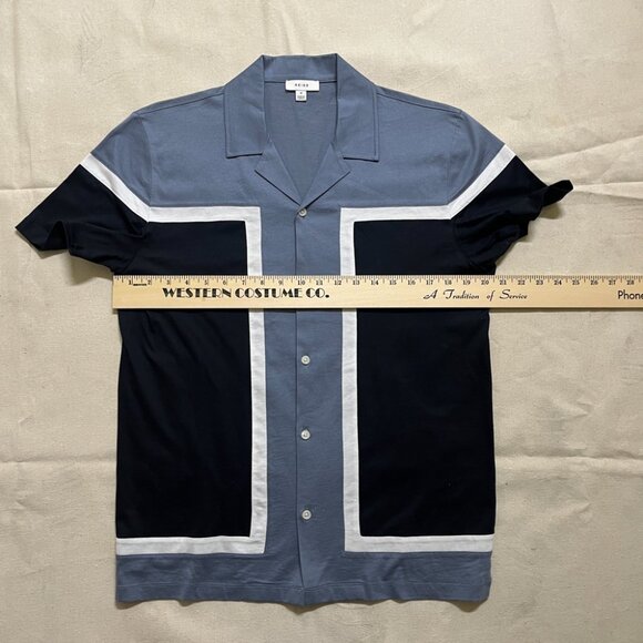 NWOT Reiss | Noble Colorblock Cuban SS Shirt - Navy & Light Blue / Sz M - Picture 8 of 10